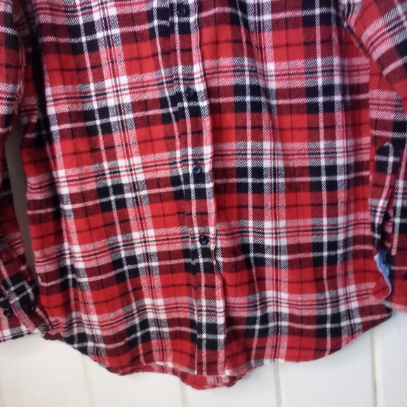 Bogari Shirt Men S Button Up Long Sleeve Plaid Red Black - Picture 7 of 16